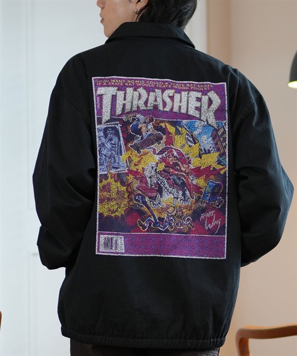 THRASHER スラッシャー アウター コーチジャケット メンズ バックプリント ビッグシルエット MAGAZINE COVER 243TH1JK018 ムラサキスポーツ限定
