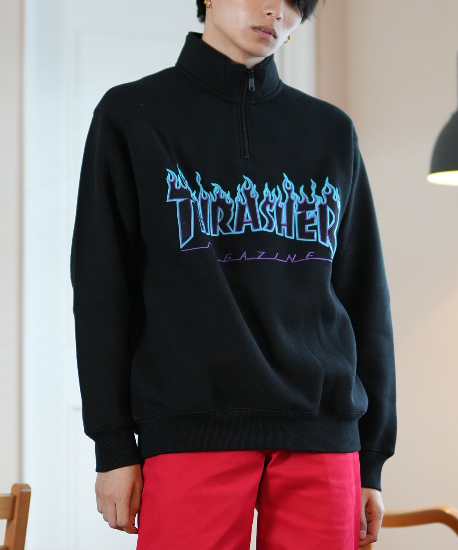THRASHER スラッシャー ハーフジップ トレーナー メンズ