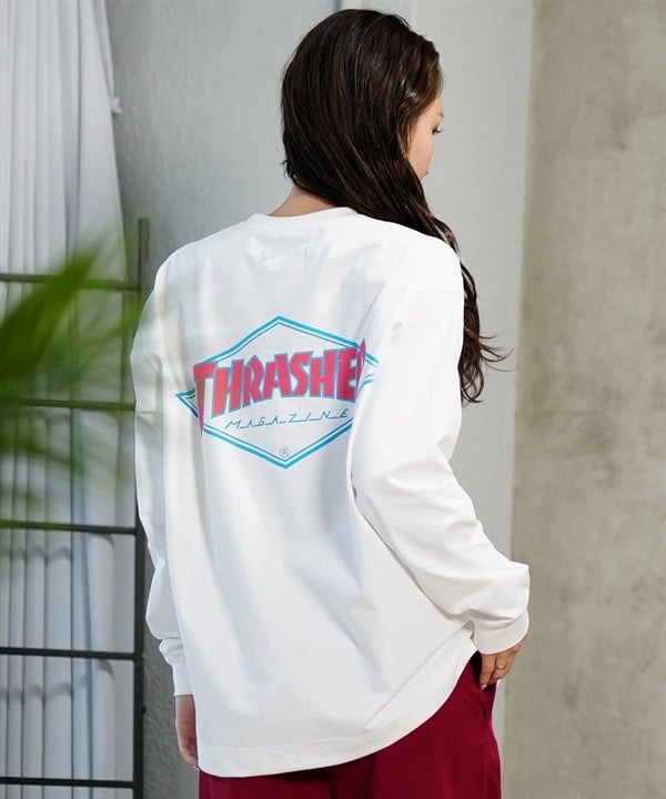 THRASHER スラッシャー 水着 ラッシュガード 長袖 Tシャツ ロンT レディース バックプリント 水陸両用 UVカット 吸水速乾 TC-005 ムラサキスポーツ限定