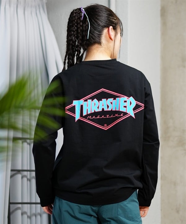 THRASHER スラッシャー 水着 ラッシュガード 長袖 Tシャツ ロンT レディース バックプリント 水陸両用 UVカット 吸水速乾 TC-005 ムラサキスポーツ限定