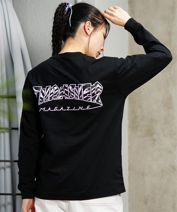 THRASHER スラッシャー 水着 ラッシュガード 長袖 Tシャツ ロンT レディース バックプリント 水陸両用 UVカット 吸水速乾 TC-006 ムラサキスポーツ限定