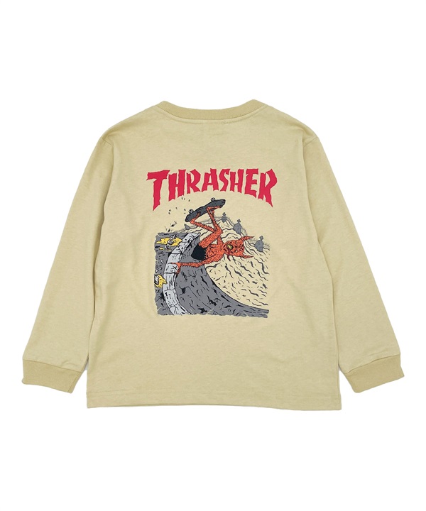 THRASHER スラッシャー 長袖 Tシャツ キッズ ロンT ロゴ バックプリント 24A476-42