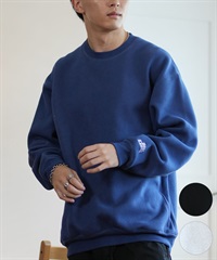 DEAR LAUREL ディアローレル トレーナー クルーネック メンズ スウェット ワンポイント ブラックレター 裏起毛 D24F1101