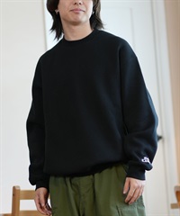 DEAR LAUREL ディアローレル トレーナー クルーネック メンズ スウェット ワンポイント ブラックレター 裏起毛 D24F1101(BLK-M)
