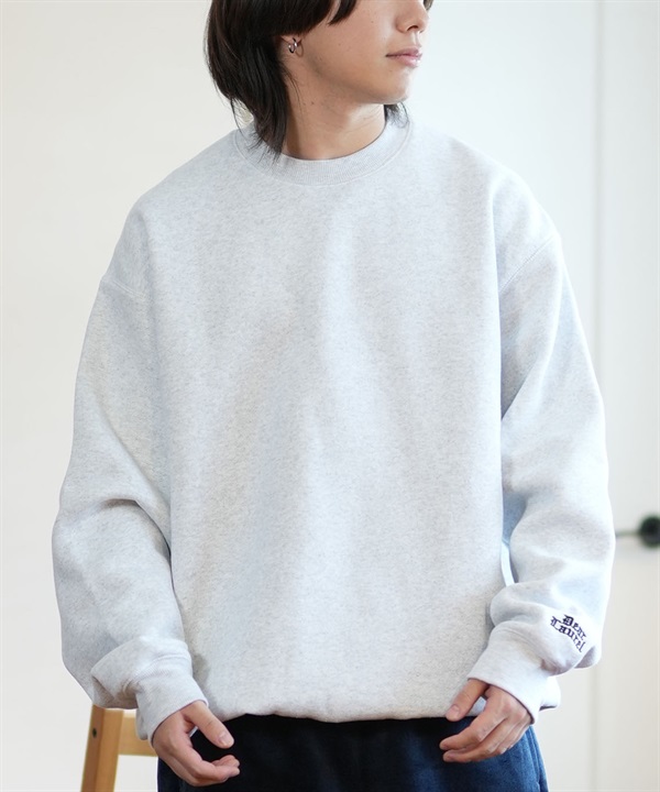 DEAR LAUREL ディアローレル トレーナー クルーネック メンズ スウェット ワンポイント ブラックレター 裏起毛 D24F1101