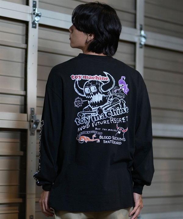 TOY MACHINE トイマシーン 長袖 Tシャツ メンズ ロンT ビックシルエット バックプリント ムラサキスポーツ限定 MTMFELT2