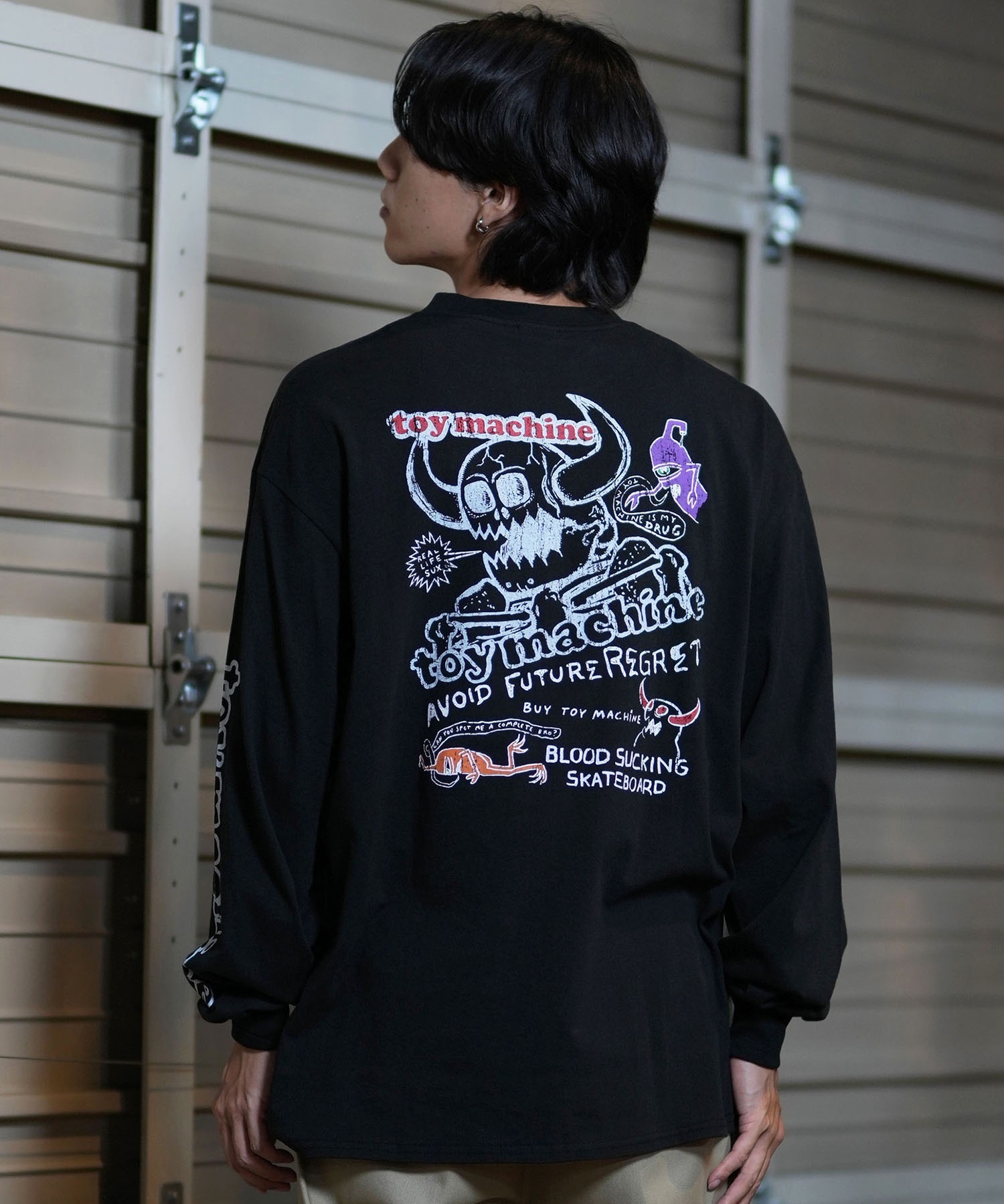 04 Limited Sazabys トイマシーン 黒ロンt XL TOY MACHINE トイマシーン 長袖 Tシャツ メンズ ロンT ビック