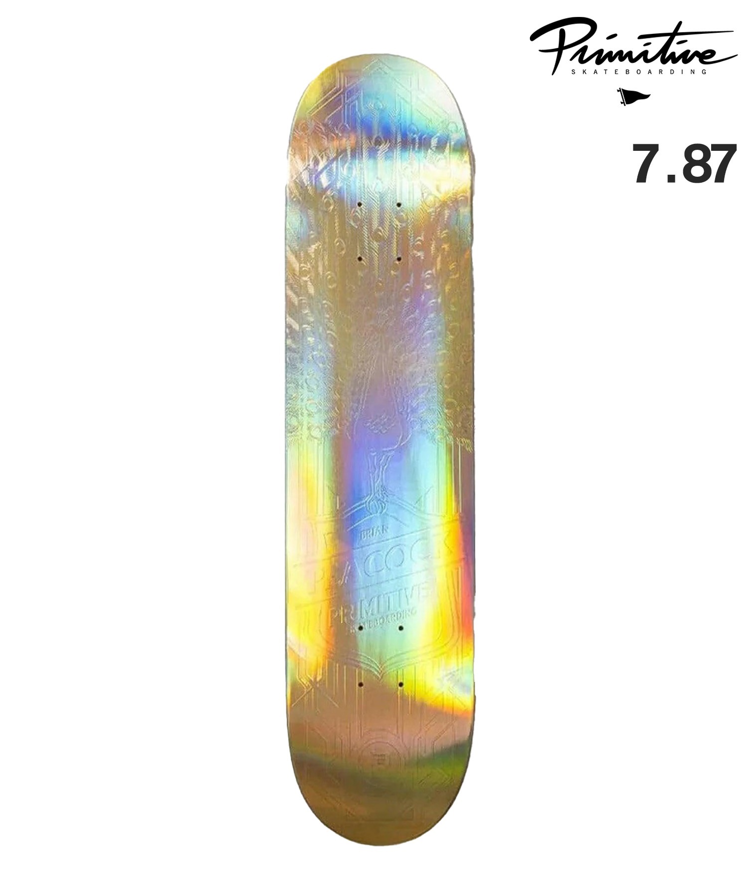 PRIMITIVE プリミティブ スケートボード デッキ 7.87inch PEACOCK HOLOFOIL ムラサキスポーツ(GLD-7.87inch)