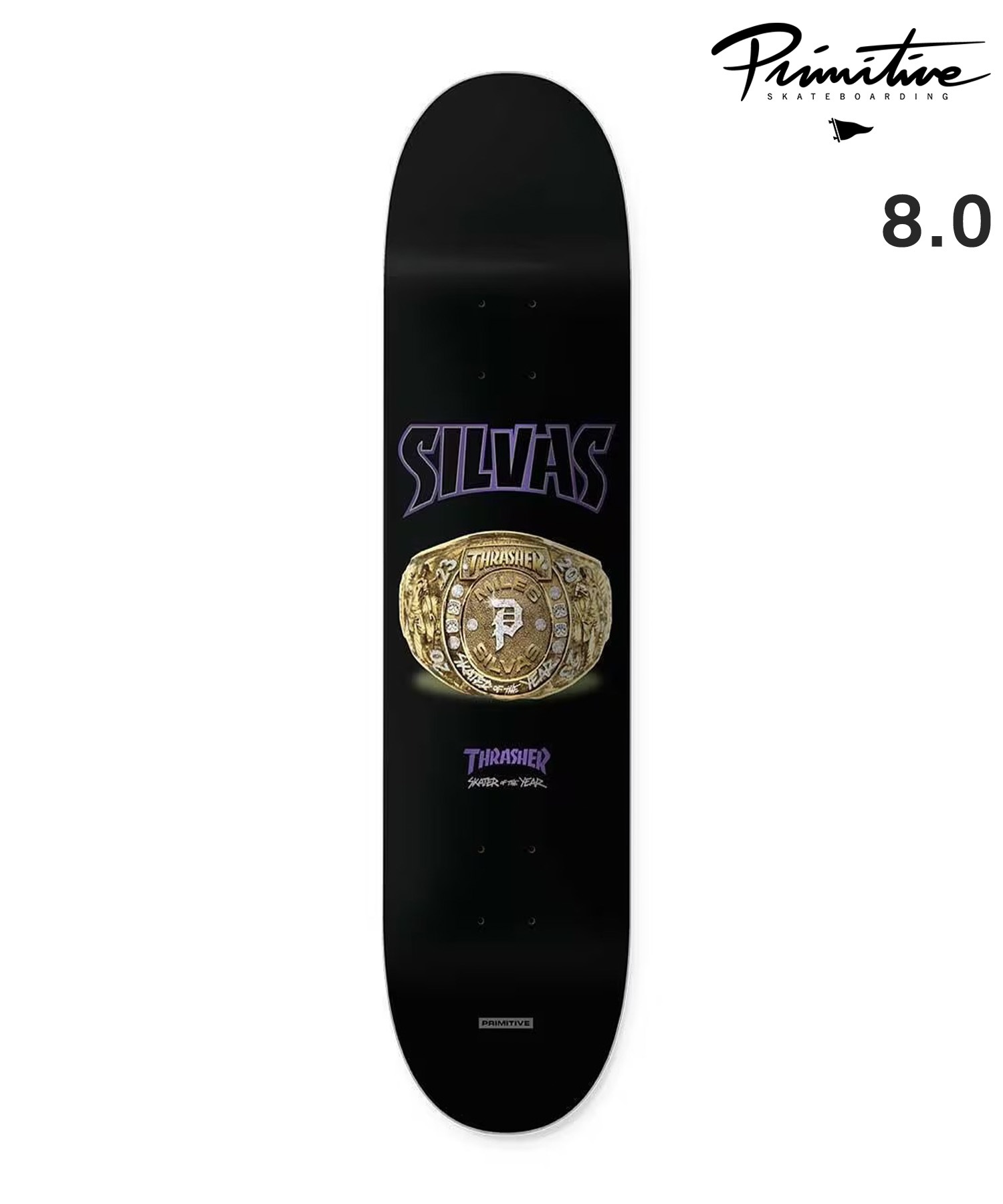 PRIMITIVE プリミティブ スケートボード デッキ 8.0inch SILVAS SOTY DECK ムラサキスポーツ(BLK-8inch)