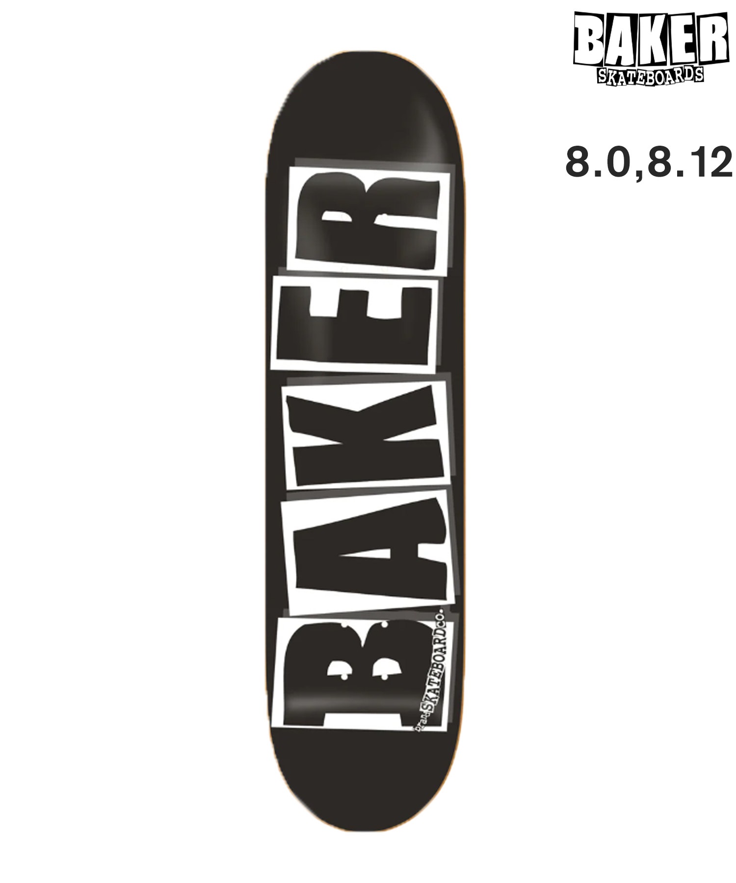 BAKER ベーカー スケートボード デッキ 8.0inch,8.12inch BRAND LOGO ムラサキスポーツ(BK/WT-8inch)