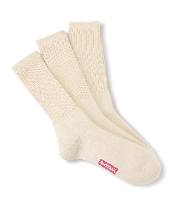 Healthknit ヘルスニット ソックス 靴下 3足組 シンカー クラシック アイボリー 無地 3Pソックス 191-3625