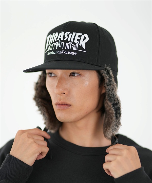 Manhattan Portage マンハッタンポーテージ × THRASHER スラッシャー コラボ キャップ 帽子 ドッグイヤー イヤーフラップ Ear Flap Cap MP264