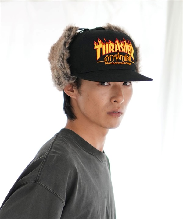 Manhattan Portage マンハッタンポーテージ × THRASHER スラッシャー コラボ キャップ 帽子 ドッグイヤー イヤーフラップ Ear Flap Cap MP264