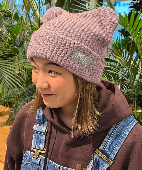 MEI メイ ビーニー 帽子 ニットキャップ ニット帽 ダブル ロゴ くま耳 244099605