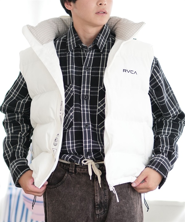 RVCA ルーカ アウター 中綿 メンズ ベスト ロゴ バックプリント フード取り外し可 2WAY BE042-768
