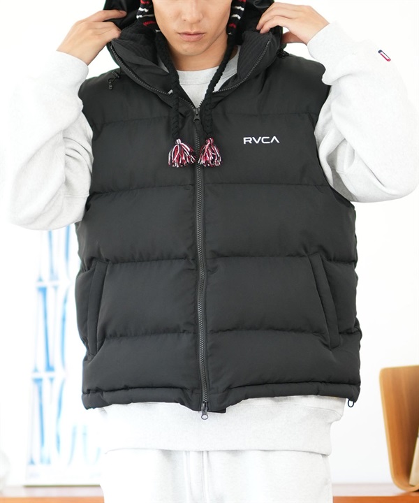 RVCA ルーカ アウター 中綿 メンズ ベスト ロゴ バックプリント フード取り外し可 2WAY BE042-768