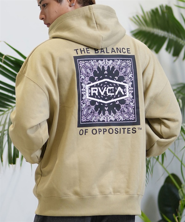 RVCA ルーカ パーカー プルオーバー メンズ バックプリント ペイズリー柄 裏起毛 BE042-P06 ムラサキスポーツ限定