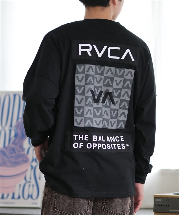 RVCA ルーカ 長袖 Tシャツ メンズ ロンT バックプリント チェッカー柄 ルーズシルエット BE042-060