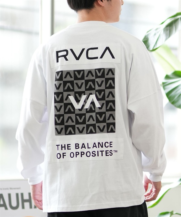 RVCA ルーカ 長袖 Tシャツ メンズ ロンT バックプリント チェッカー柄 ルーズシルエット BE042-060