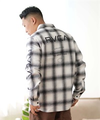 RVCAルーカ コットンネルシャツ ブロックチェック 厚手 バックロゴ 腕ロゴ