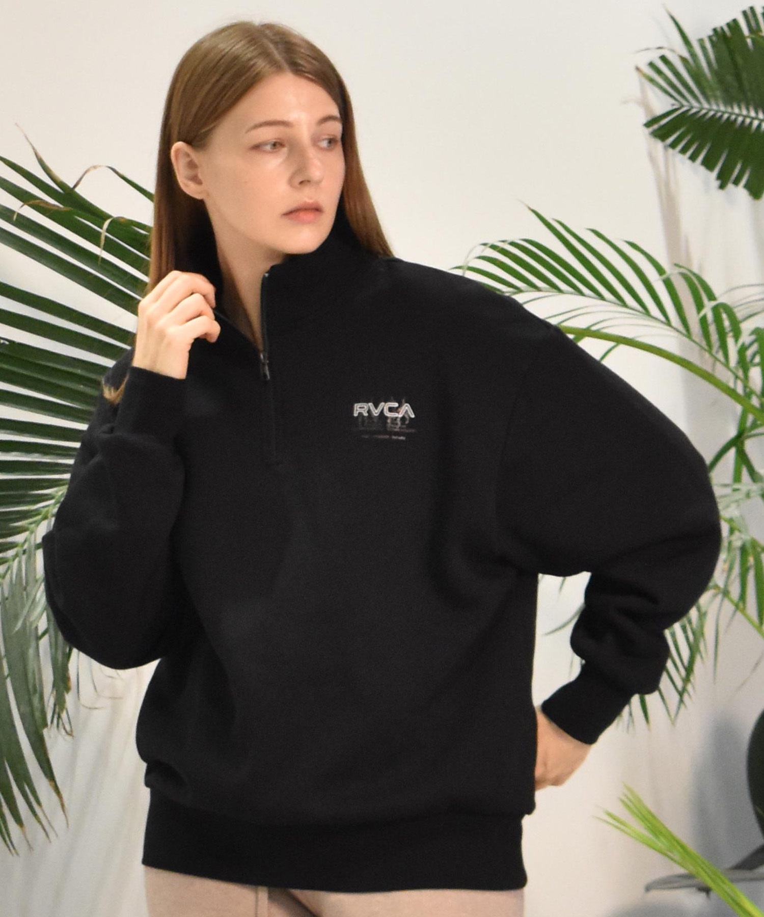 RVCA ルーカ トレーナー ハーフジップ レディース スウェット