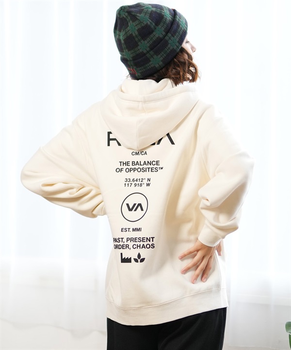 RVCA ルーカ パーカー ジップアップ レディース スウェット フーディー バックプリント 裏起毛 BE044-P03 ムラサキスポーツ限定