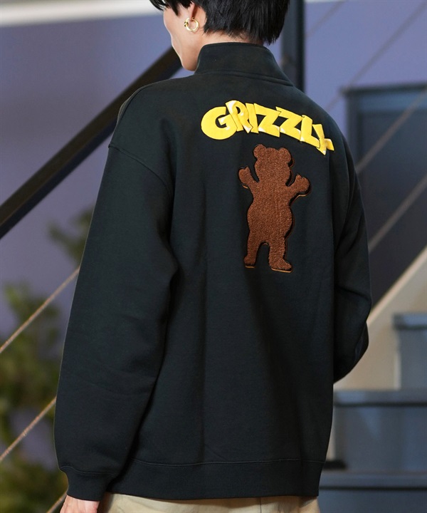 GRIZZLY グリズリー ハーフジップ トレーナー メンズ スウェット バックプリント リラックスフィット 裏起毛 24G3303