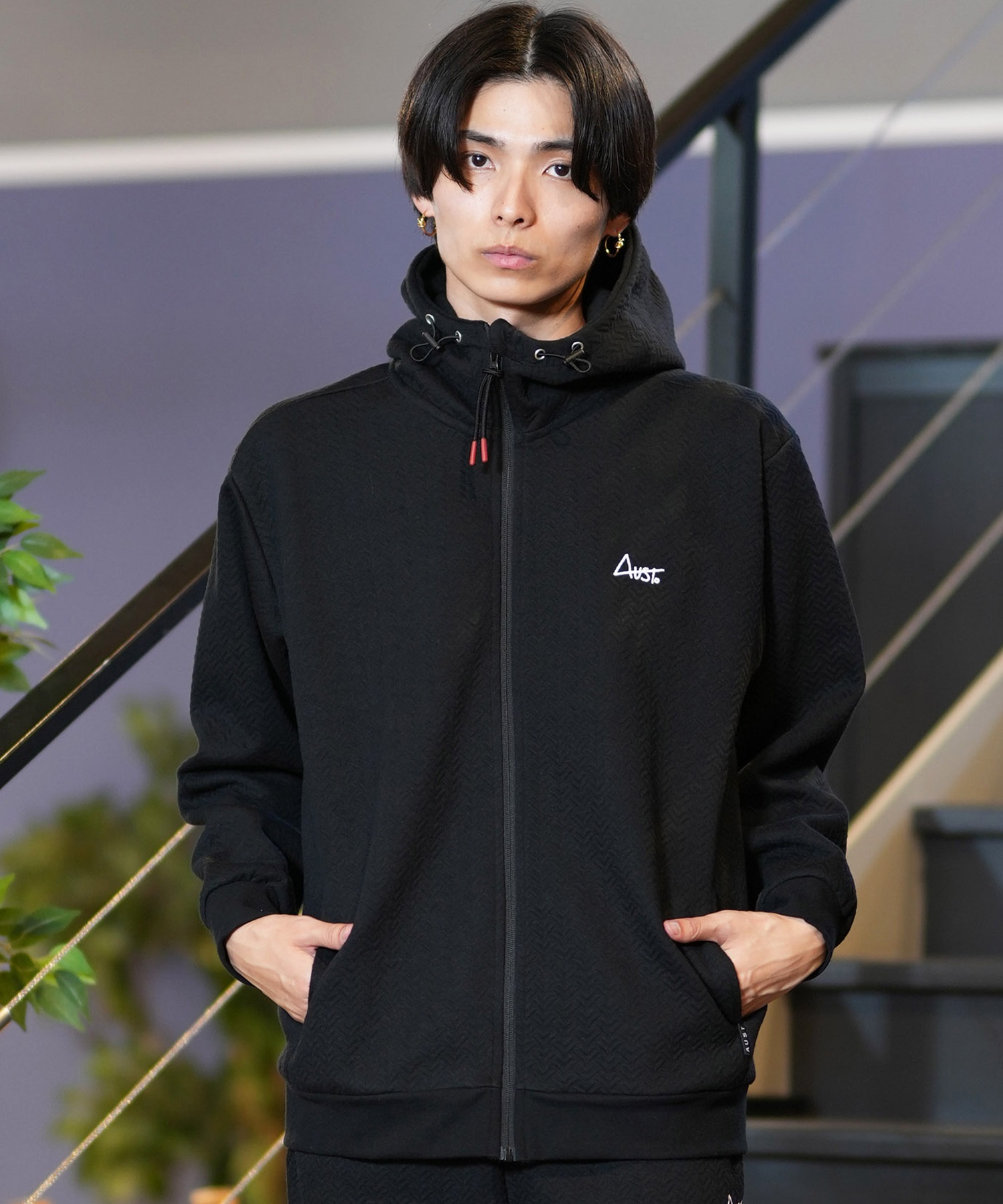 JCAESAR STUDIO ジップパーカーBlack　Ultimus AUST オースト メンズ パーカー ボンディングZIPパーカー ジップアップ