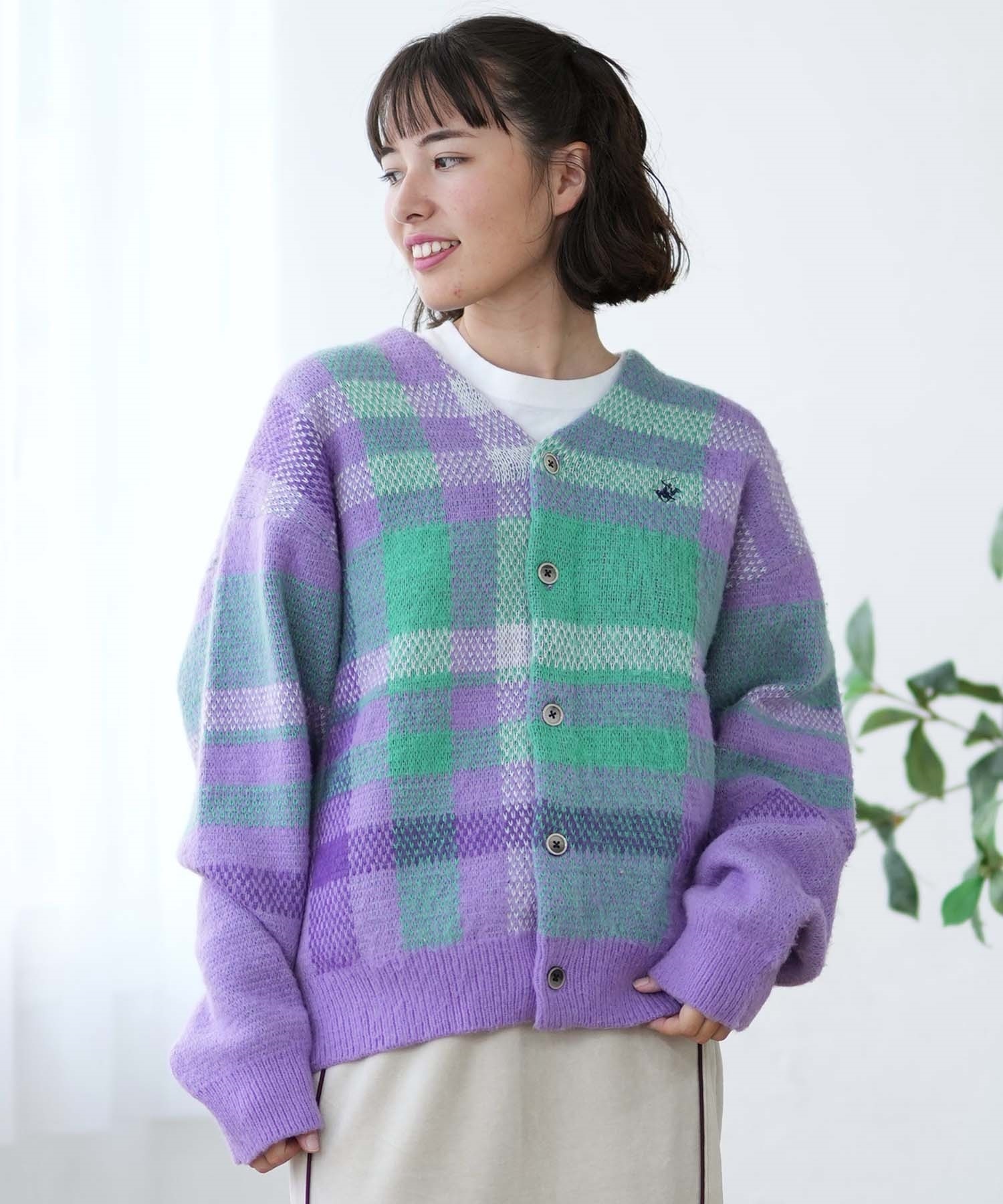 BEVERY HILLS P.C ビバリーヒルズポロクラブ カーディガン レディース ニット モヘアタッチ柄カーディガン 4487-2751(91LA-M)