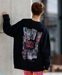 PLAYBOY プレイボーイ トレーナー クルーネック レディース スウェット バックプリント #PB-25-SS-03(BLK-M)