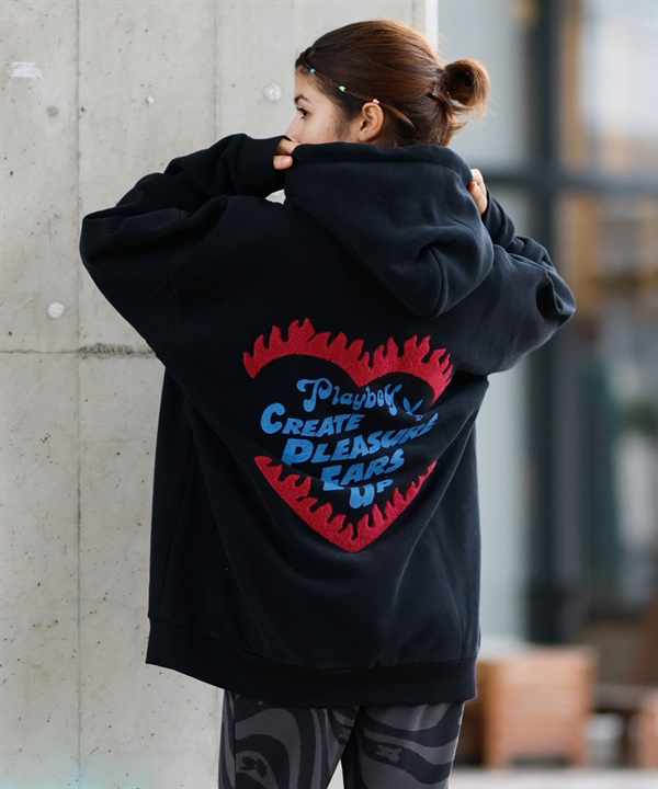 PLAYBOY プレイボーイ パーカー プルオーバー レディース サガラ刺繍 バックロゴ #PB-25-SS-01
