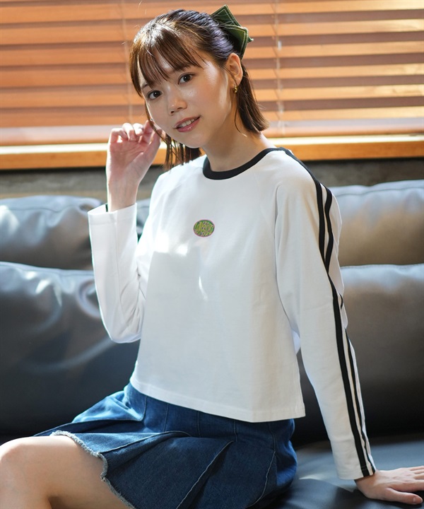 LOVE BOATラブボート 長袖 Tシャツ レディース ロンT ショート丈 ワンポイント ロゴ 袖ライン LB-LST10