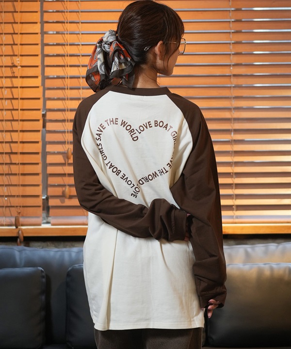 LOVE BOATラブボート 長袖 Tシャツ レディース ロンT ラグラン バックプリント オーバーサイズ LB-LST06