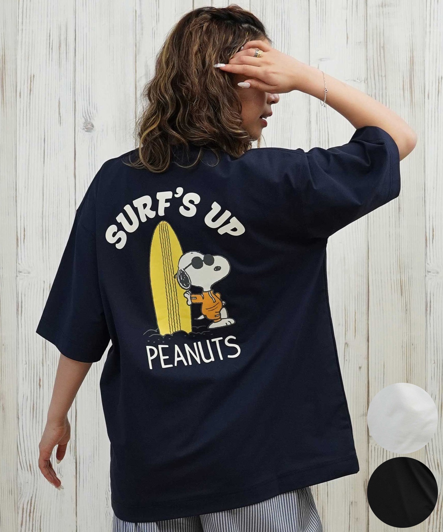 ANTIBAL アンティバル 水着 レディース ラッシュガード 半袖 Tシャツ スヌーピー 水陸両用 UVカット 253AN2ST640(BLK-FREE)