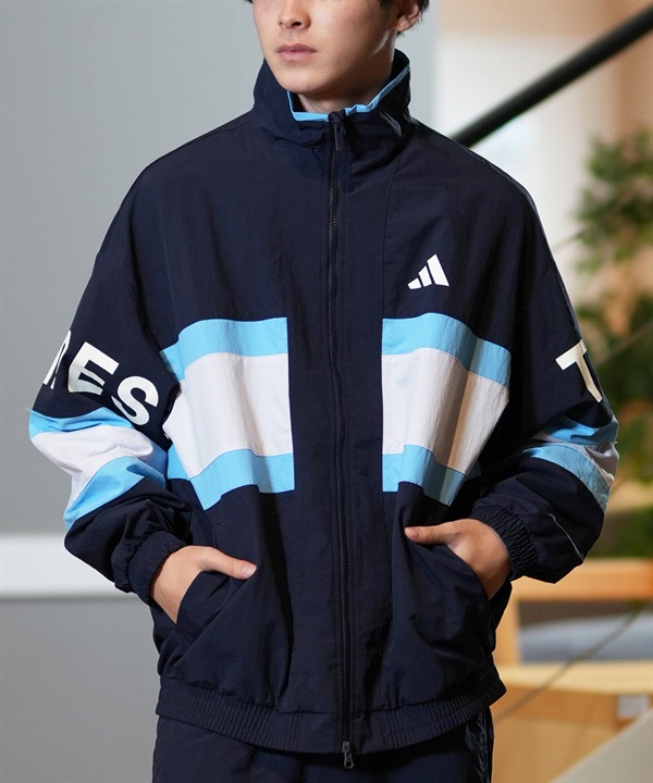 adidas アディダス アウター メンズ トラックジャケット ワーディング パック ルーズフィット メッシュ裏地付き ウーブンジャケット セットアップ対応 KQD39