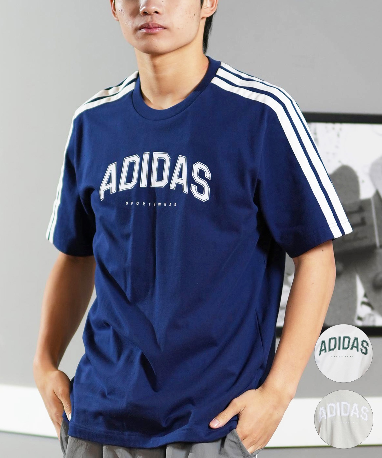 adidas tシャツ '80s ルーズ ストライプ 半袖Tシャツ