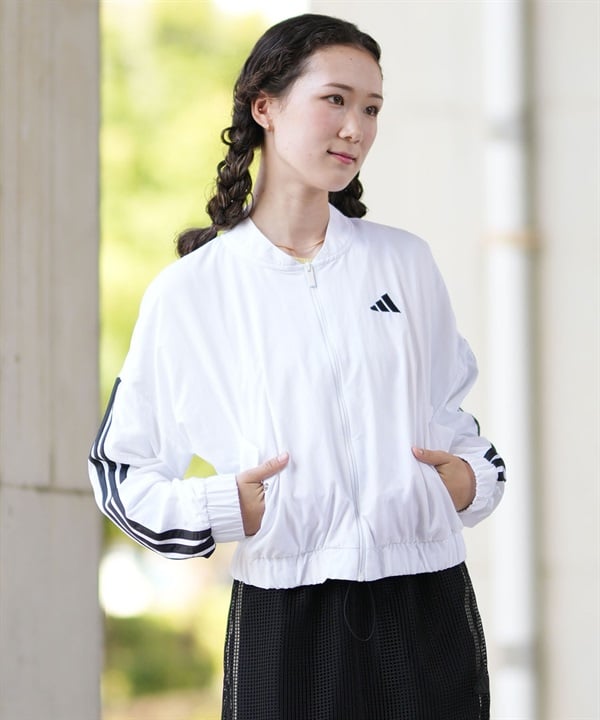 adidas アディダス ジャケット レディース エッセンシャルズ スリーストライプス ウーブンジャケット KWB48