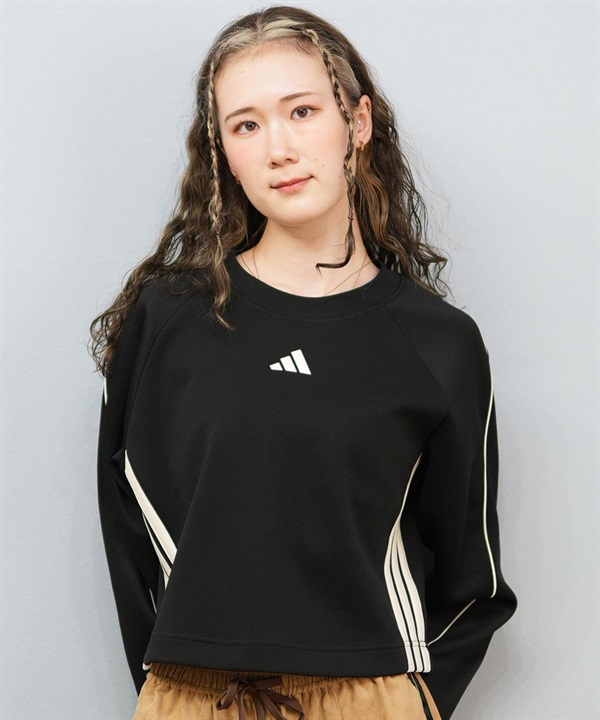 adidas アディダス トレーナー スウェット レディース ショート丈 スリーストライプ JXU17