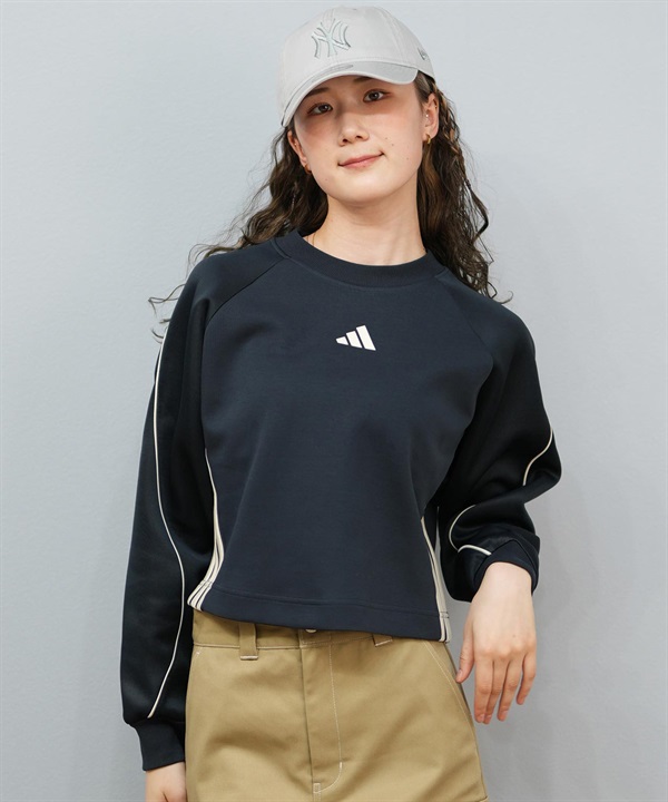 adidas アディダス トレーナー スウェット レディース ショート丈 スリーストライプ JXU17