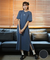 adidas アディダス ワンピース レディース ロング丈 スリーストライプス ワード Tシャツワンピース KQD30