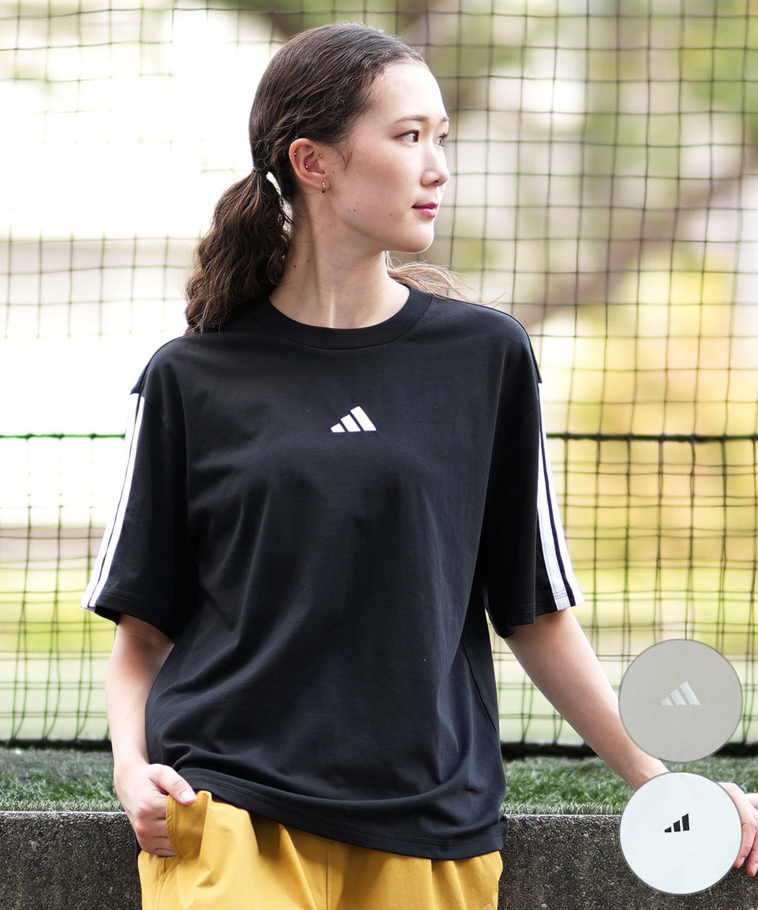adidas アディダス レディース 半袖 Tシャツ スリーストライプTシャツ