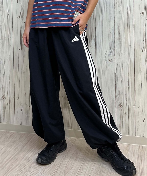 adidas アディダス ロングパンツ レディース ジャージ エッセンシャルズ スリーストライプス ウーブンワイドパンツ KWB45