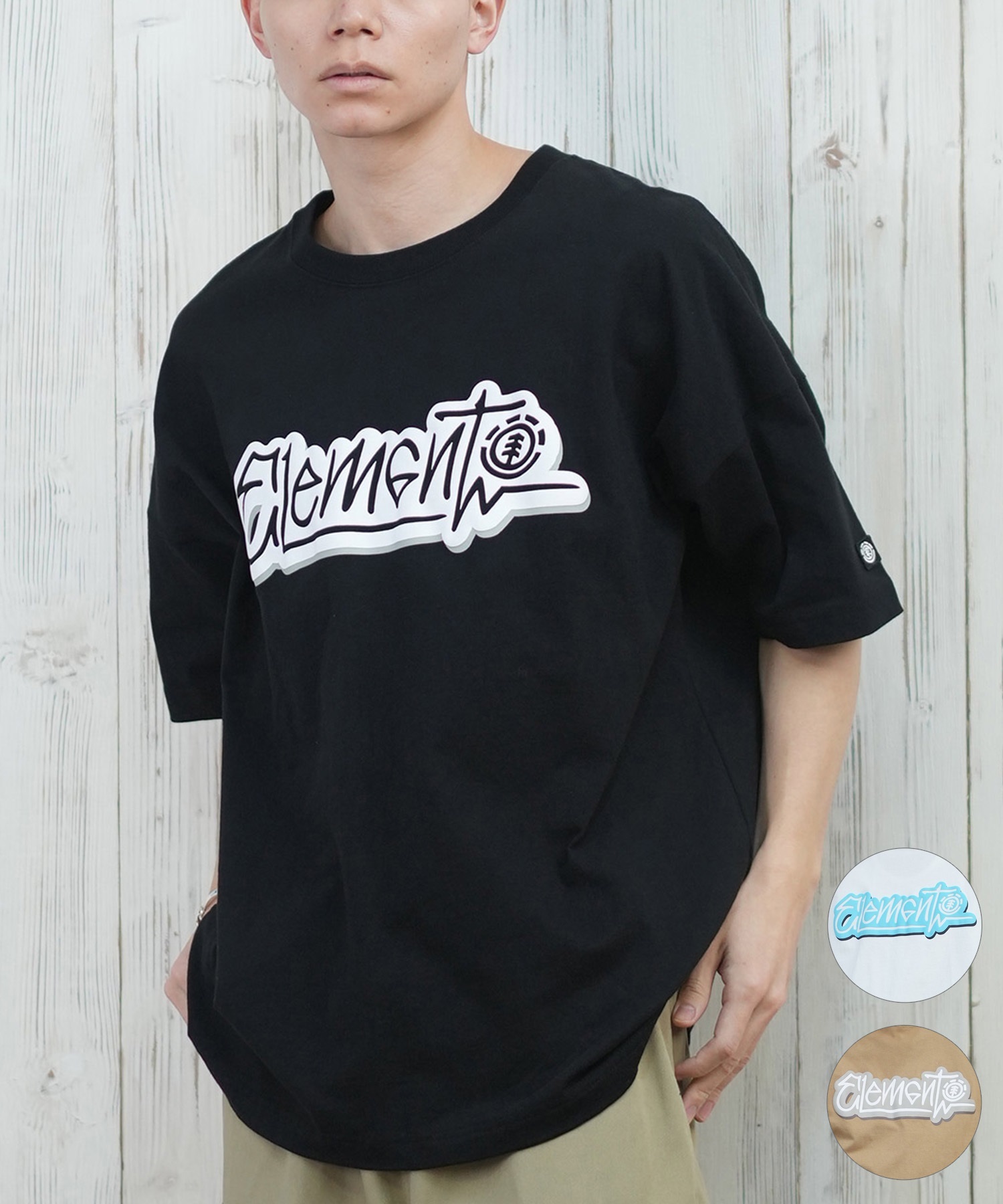 ELEMENT エレメント 半袖 Tシャツ メンズ フロントプリント オーバーサイズ TAGGING SS BF021-222(WHT-M)