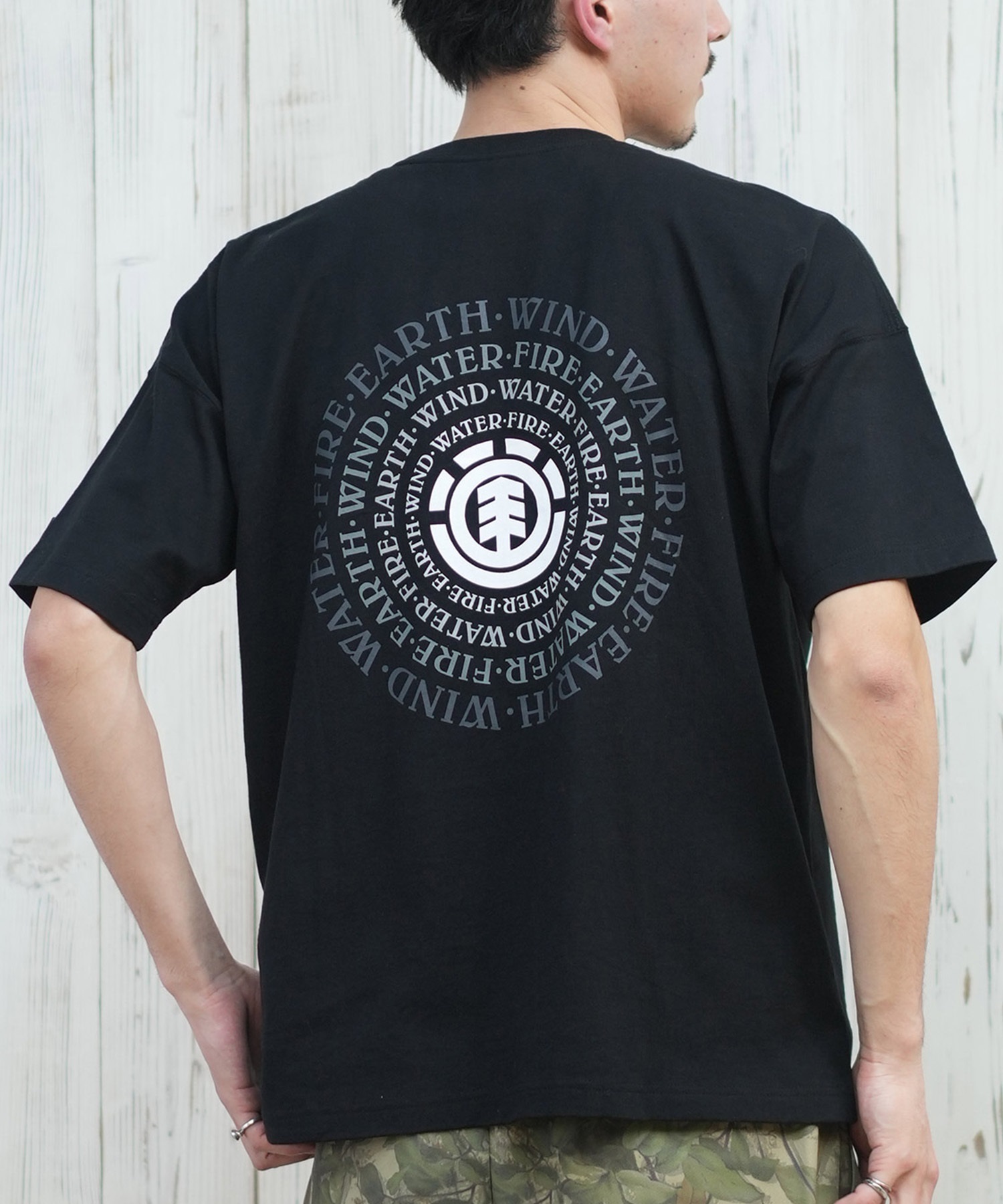 ELEMENT エレメント 半袖 Tシャツ メンズ バックプリント ドロップショルダー SEALERS SS BF021-229(FBK-M)