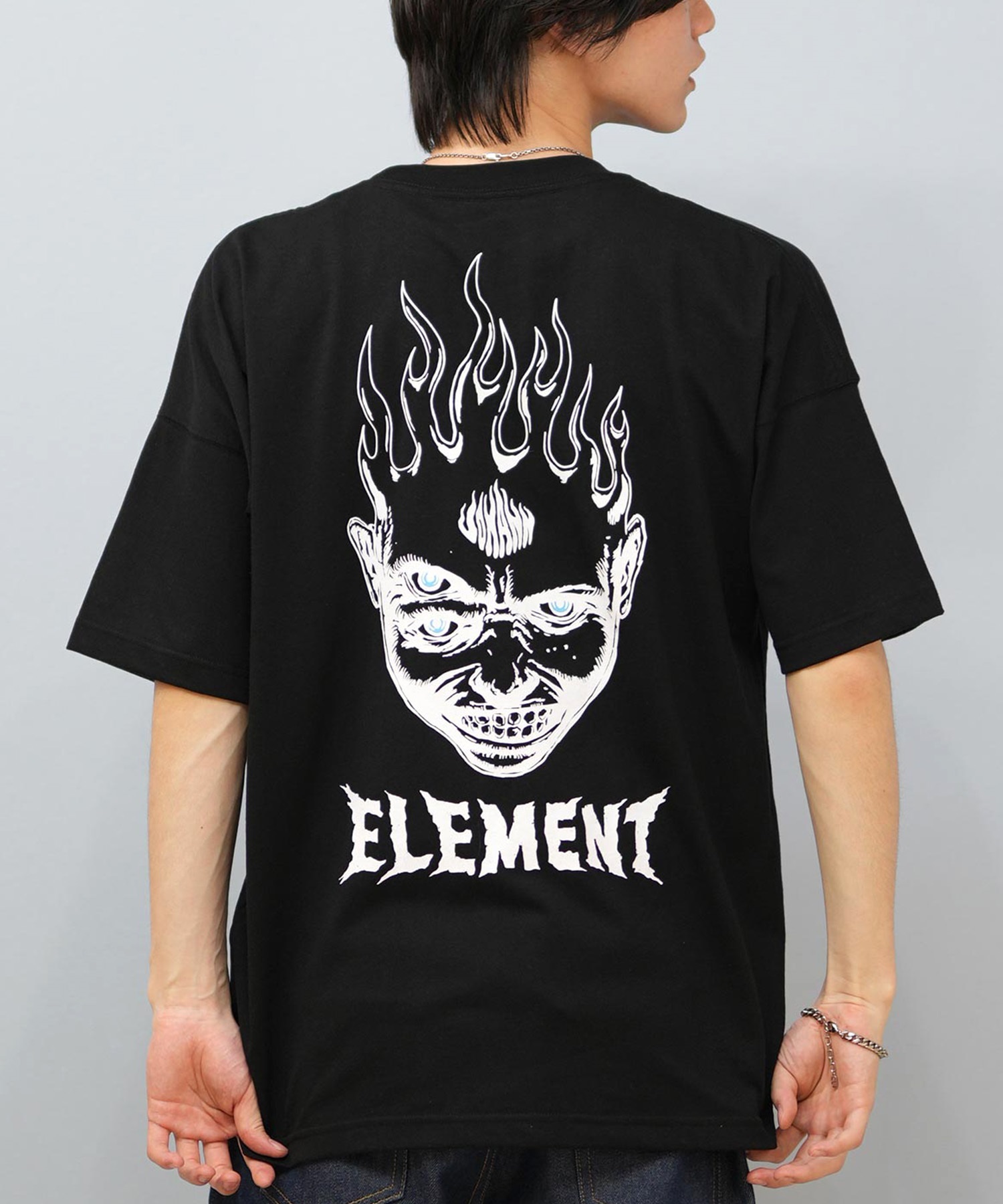 ELEMENT エレメント × JOHANN ヨハン コラボ 半袖 Tシャツ メンズ バックプリント オーバーサイズ BF02A-217(FBK-M)