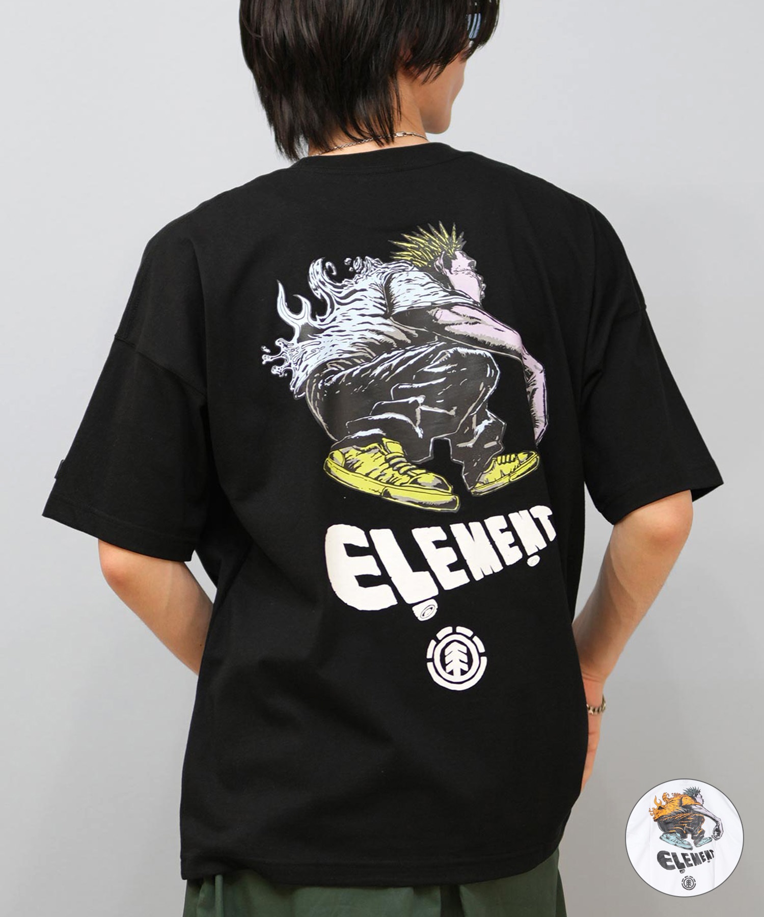 ELEMENT エレメント × JOHANN ヨハン コラボ 半袖 Tシャツ メンズ バックプリント オーバーサイズ BF02A-218(WHT-M)
