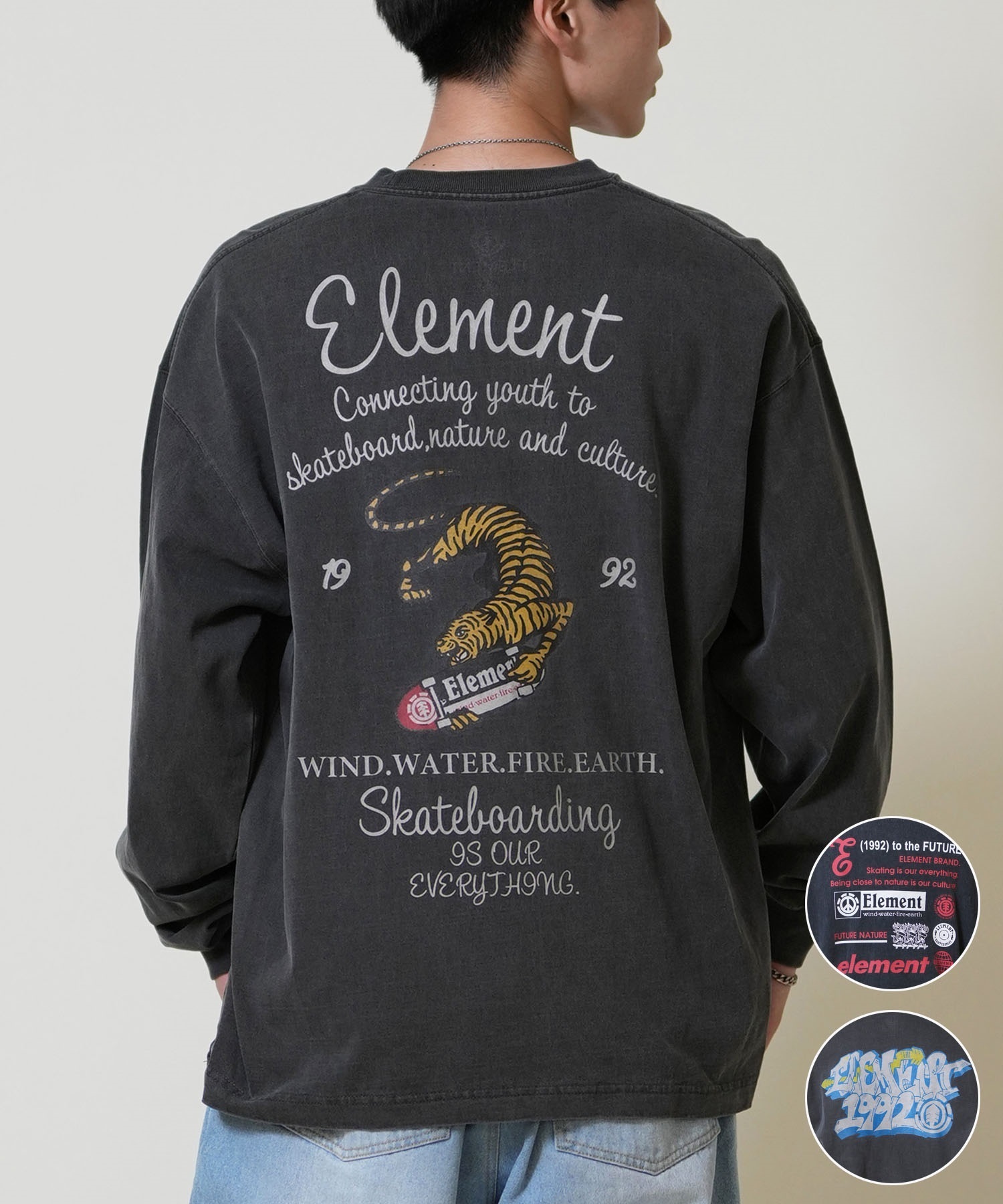 ELEMENT エレメント 長袖 Tシャツ ロンT メンズ 古着風 ヴィンテージ