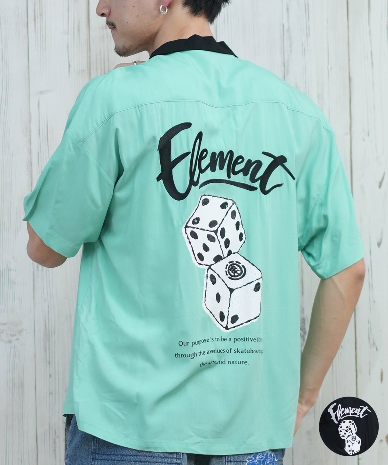 ELEMENT エレメント 半袖 シャツ メンズ ボーリングシャツ バック
