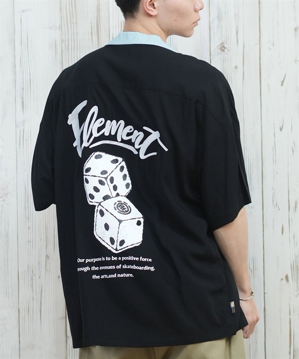 ELEMENT エレメント 半袖 シャツ メンズ ボーリングシャツ バックプリント DICE SHIRTS SS BF021-105