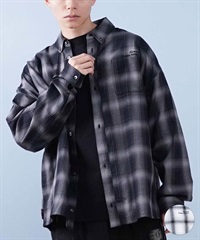 ELEMENT エレメント 長袖 シャツ メンズ チェックシャツ ビッグシルエット BF021-101(WHT-M)